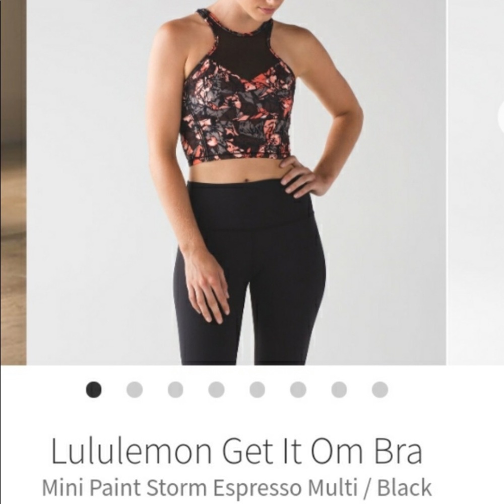 RARE Lululemon 4 Get it Om Bra Navy Blue White Wanderlust Print